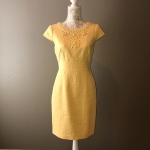 Yellow CHETTA B Beaded Dress Size 6 RARE